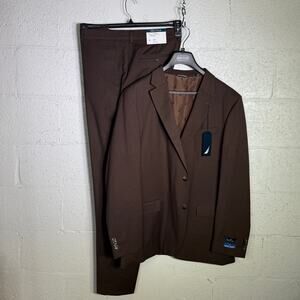 Nautica Men's Modern-Fit Stretch Fall Suit Brown 46L 41W $395